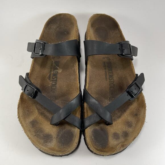 Birkenstock Mayari Toe Loop Sandals Womens Size 40 US Size 9-9.5 Black Leather - Picture 11 of 11